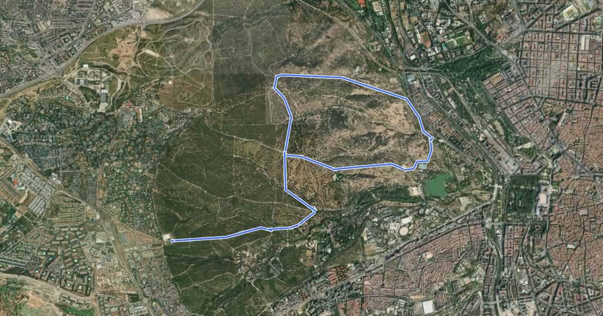 Маршрут Ruta Casa de Campo 03. Puerta de Rodajos - Puerta de Rodajos (bis) на спутниковом снимке