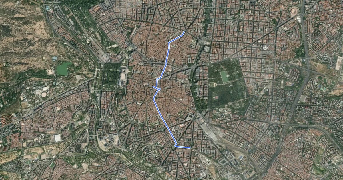 Маршрут Ruta ciclista 01. Centro на спутниковом снимке