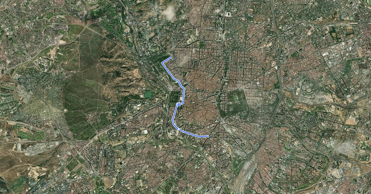 Маршрут Ruta ciclista 03. Templo de Debod на спутниковом снимке