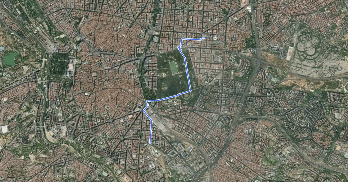 Маршрут Ruta ciclista 05. Barrio de Salamanca на спутниковом снимке
