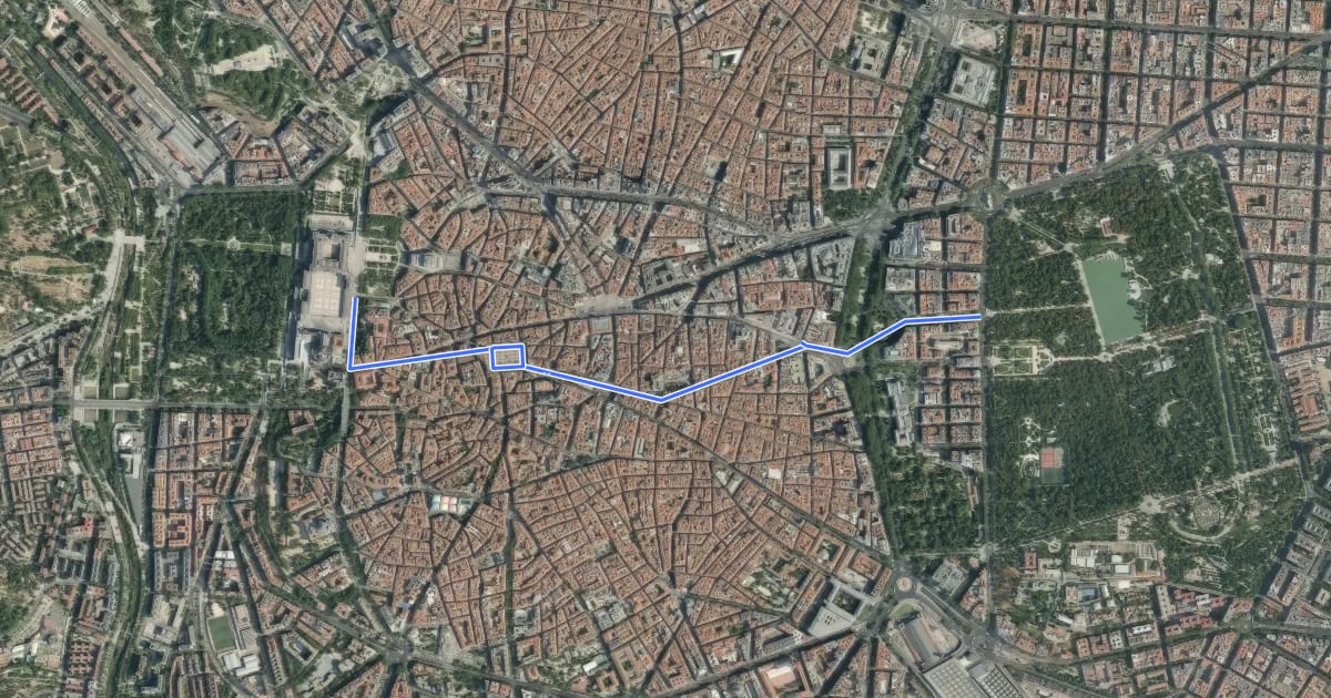 Маршрут Ruta ciclista 08. Plaza de Oriente (bis) на спутниковом снимке