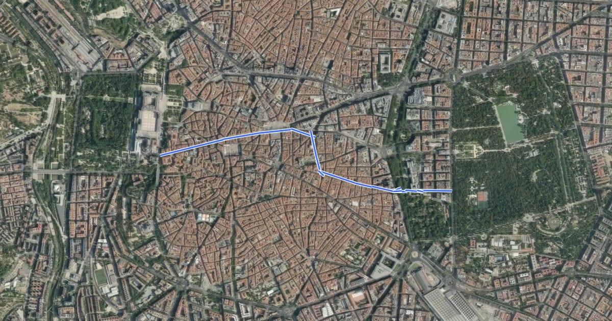 Маршрут Ruta ciclista 09. Madrid Histórico на спутниковом снимке