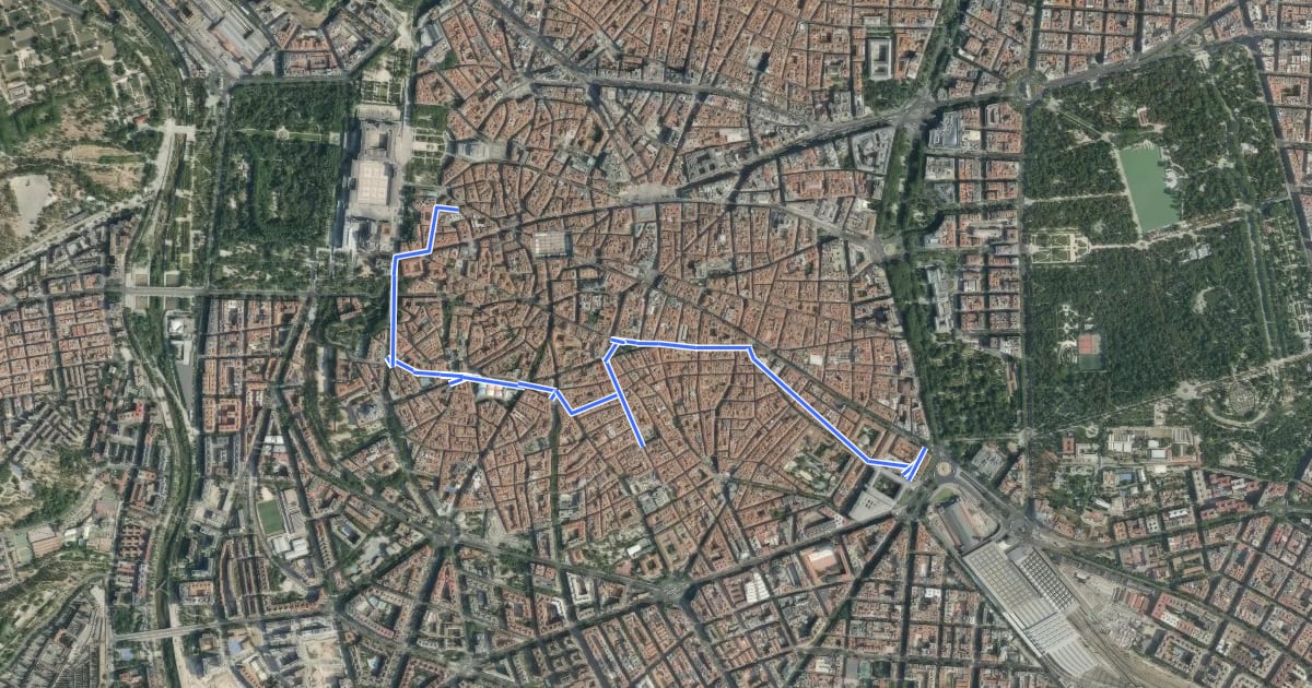 Маршрут Ruta ciclista 10. El Madrid de los oficios y artesanos на спутниковом снимке