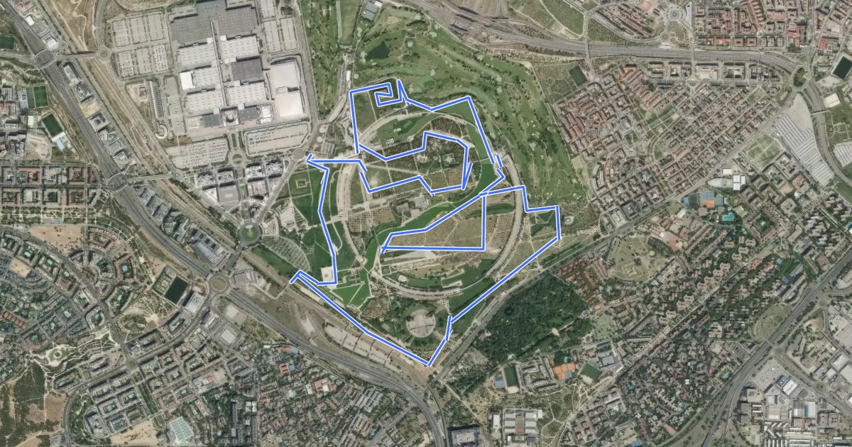 Маршрут Ruta Ciclista Parque Juan Carlos I на спутниковом снимке
