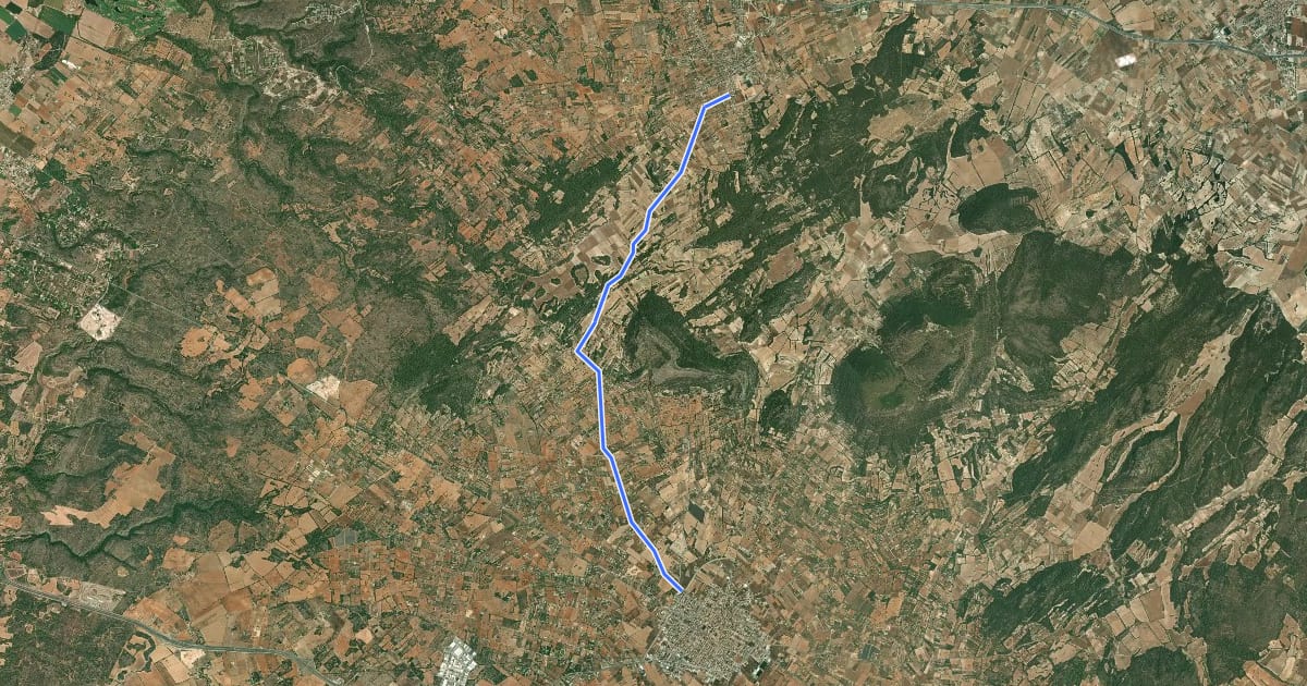 Маршрут Ruta cicloturística Algaida - Llucmajor на спутниковом снимке