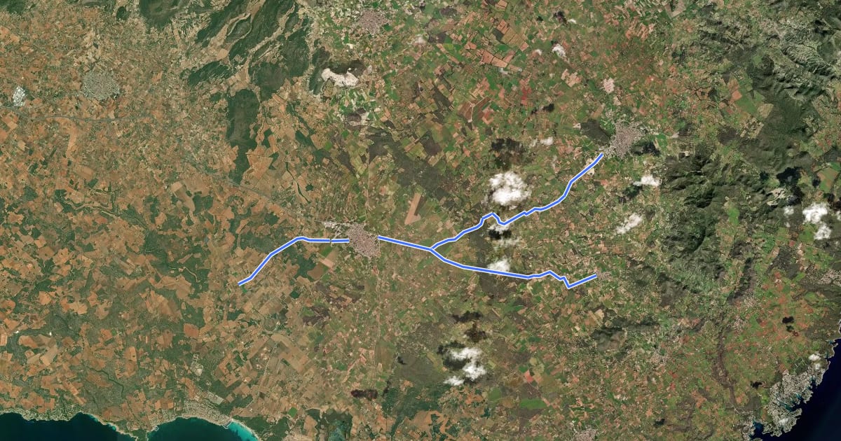 Маршрут Ruta Cicloturística de Campos на спутниковом снимке