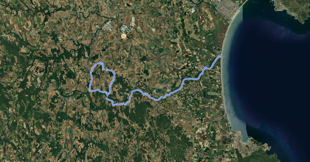 Маршрут Ruta cicloturística del Fluvià на спутниковом снимке