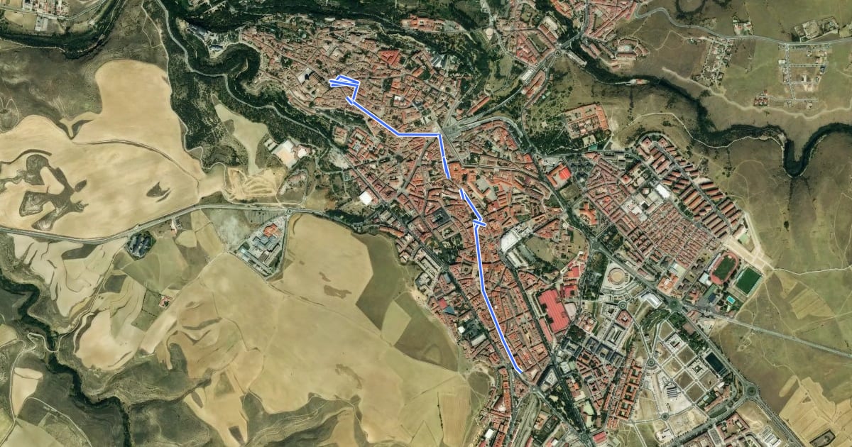Маршрут Ruta Comunera de Segovia на спутниковом снимке