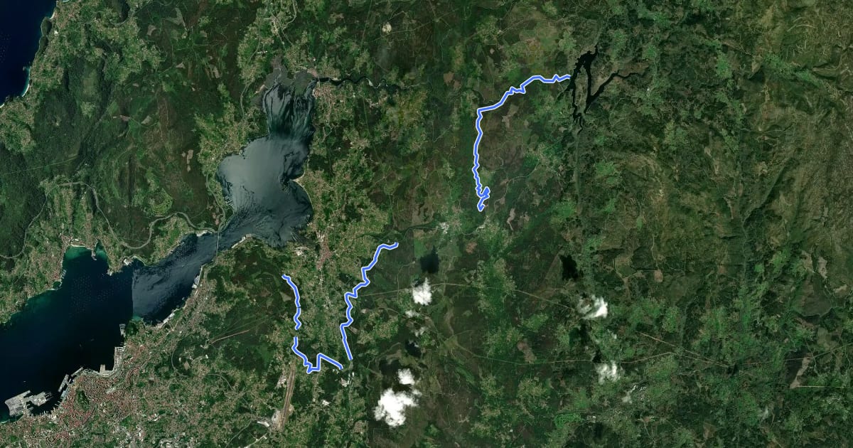 Маршрут Ruta da Auga на спутниковом снимке
