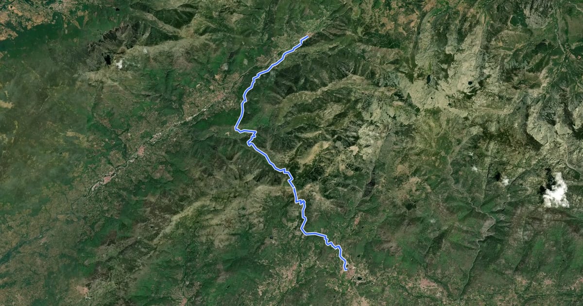 Маршрут Ruta de Carlos V (de Tornavacas a Jarandilla de la Vera) на спутниковом снимке