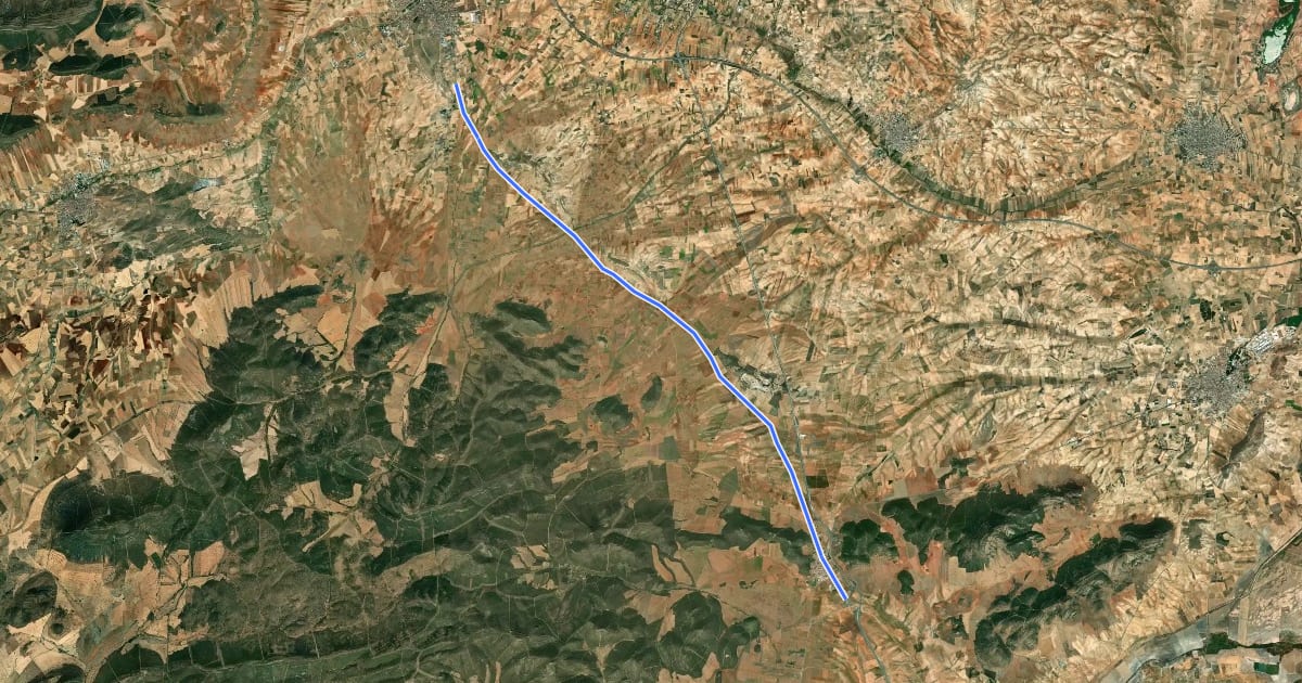 Маршрут Ruta de Don Quijote - 8 на спутниковом снимке