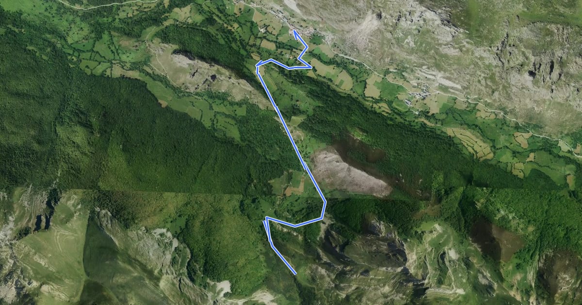 Маршрут Ruta de la Braña de Sousas на спутниковом снимке