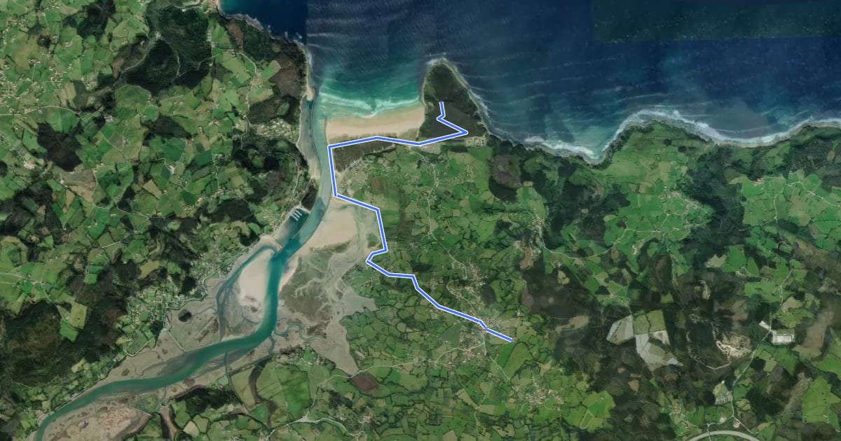 Маршрут Ruta de la Ria de Villaviciosa на спутниковом снимке