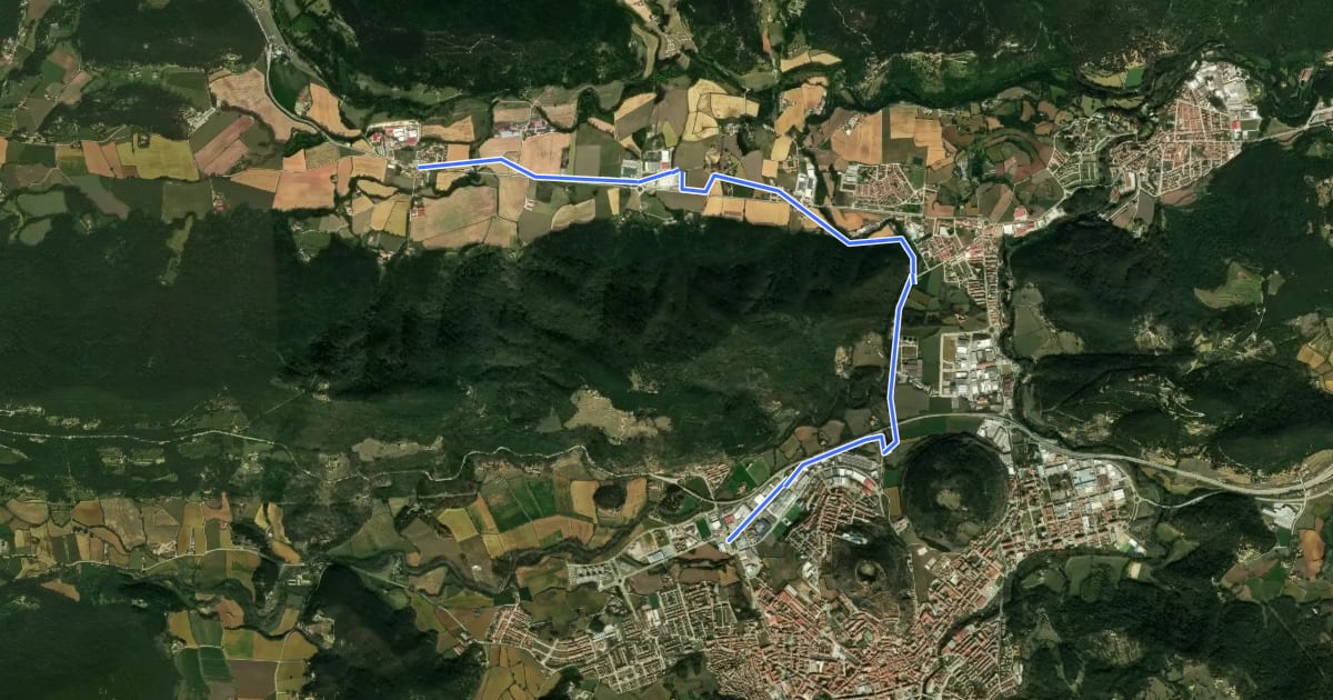 Маршрут Ruta de la Vall de Bianya на спутниковом снимке