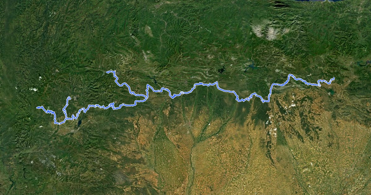 Маршрут Ruta de las Cuencas Mineras del Carbón на спутниковом снимке
