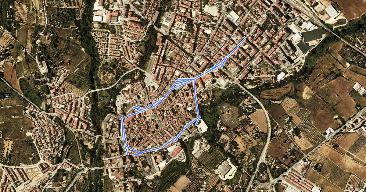 Маршрут Ruta de les Muralles на спутниковом снимке