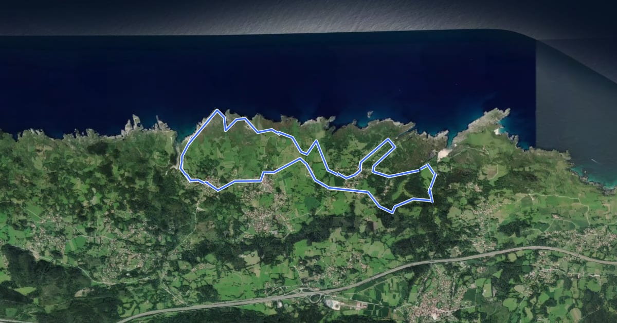 Маршрут Ruta de los Bufones de Pría на спутниковом снимке