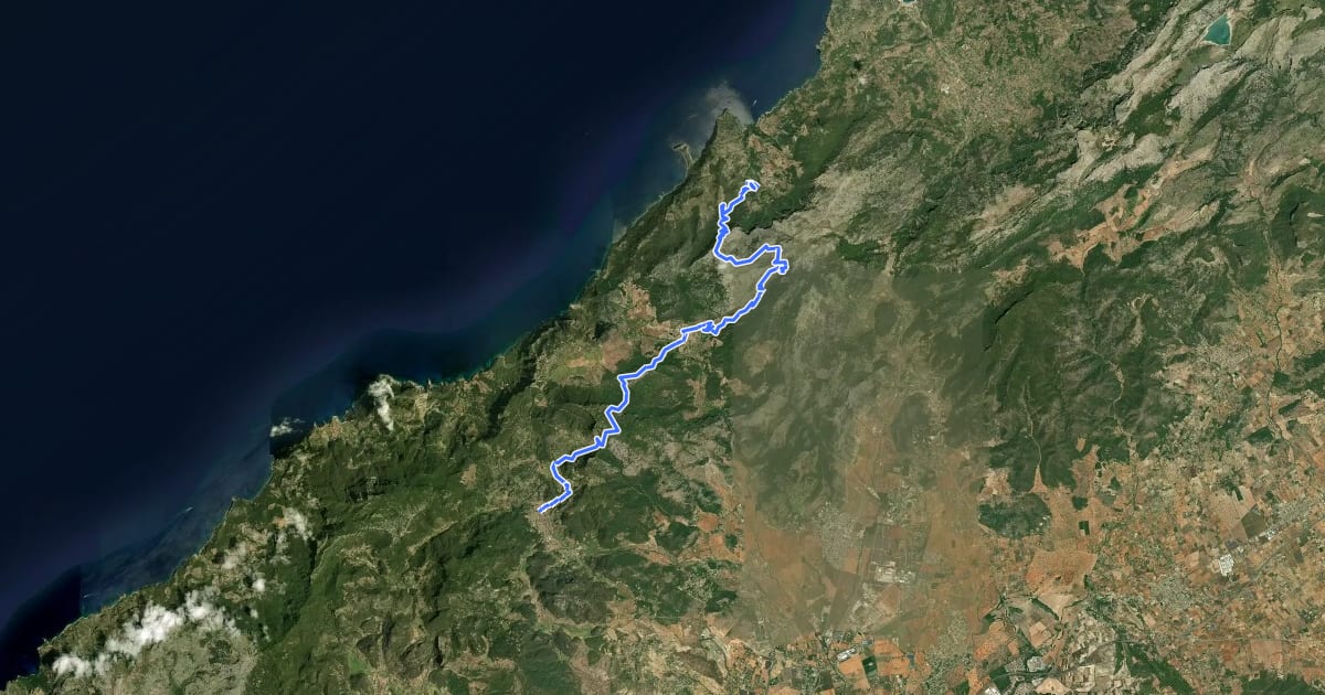 Маршрут Ruta de Pedra en Sec: Stage 3: Esporles - Can Boi на спутниковом снимке