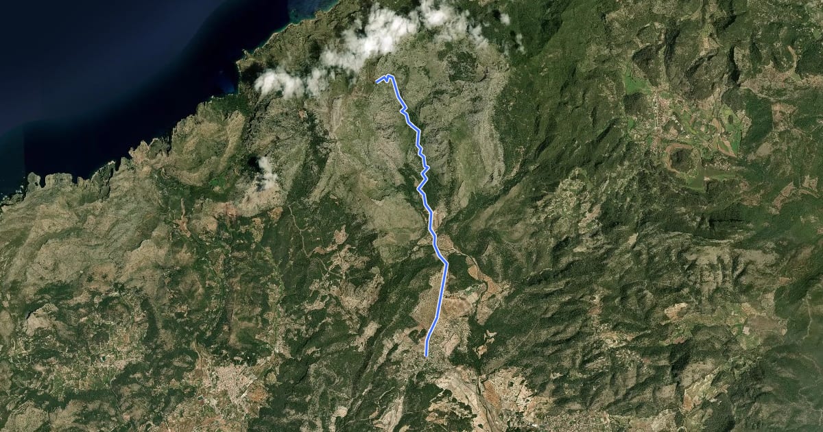 Маршрут Ruta de Pedra en Sec: Variant 2 Galatzó: stretch Es Capdellà-pass to Coma d'en Vidal на спутниковом снимке