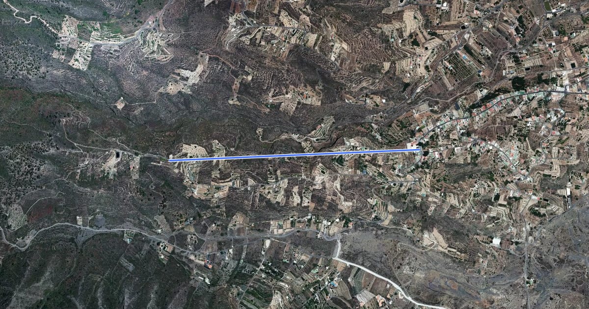 Маршрут Ruta del Agua на спутниковом снимке