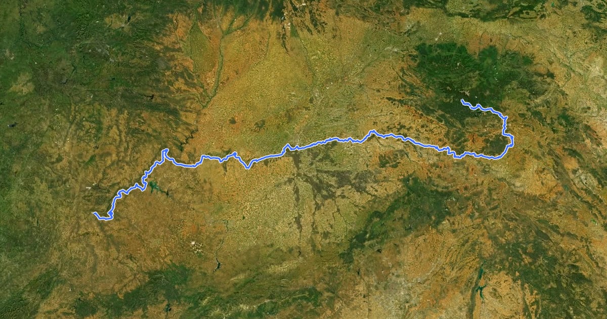 Маршрут Ruta del Duero на спутниковом снимке