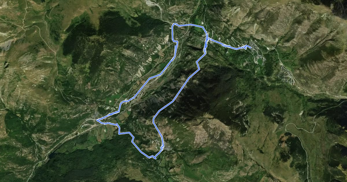 Маршрут Ruta del Romànic Vall de Boí на спутниковом снимке