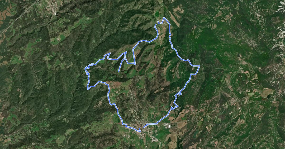 Маршрут Ruta del romànic VIII.1 - El Moianès на спутниковом снимке