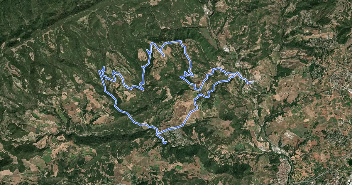 Маршрут Ruta del romànic XVI.1 – Sant Mateu de Bages на спутниковом снимке