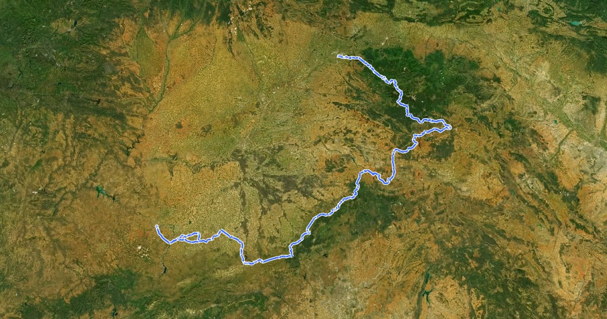 Маршрут Ruta del Sureste на спутниковом снимке