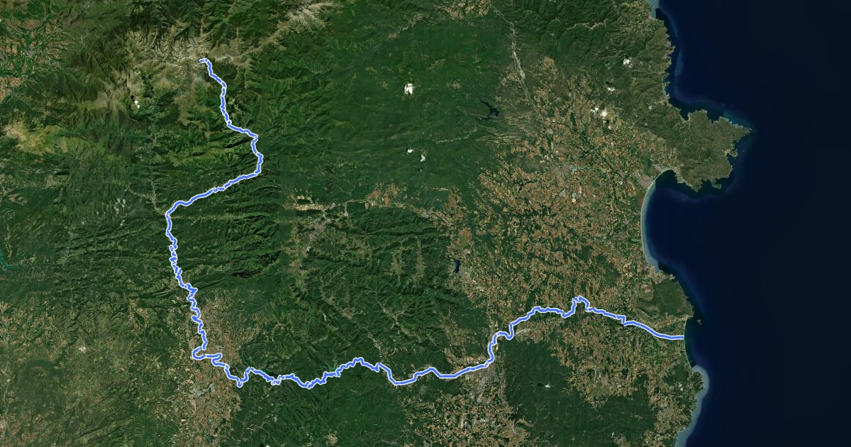 Маршрут Ruta del Ter на спутниковом снимке