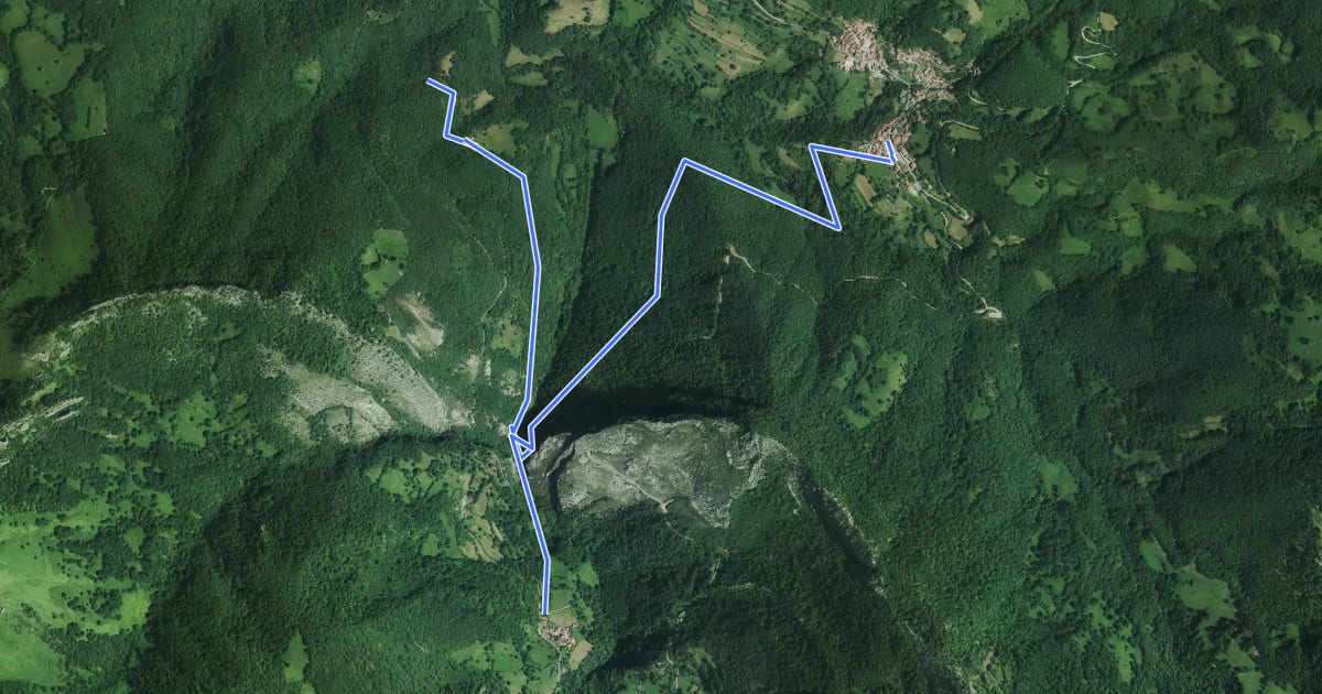 Маршрут Ruta del Valle de Ponga на спутниковом снимке