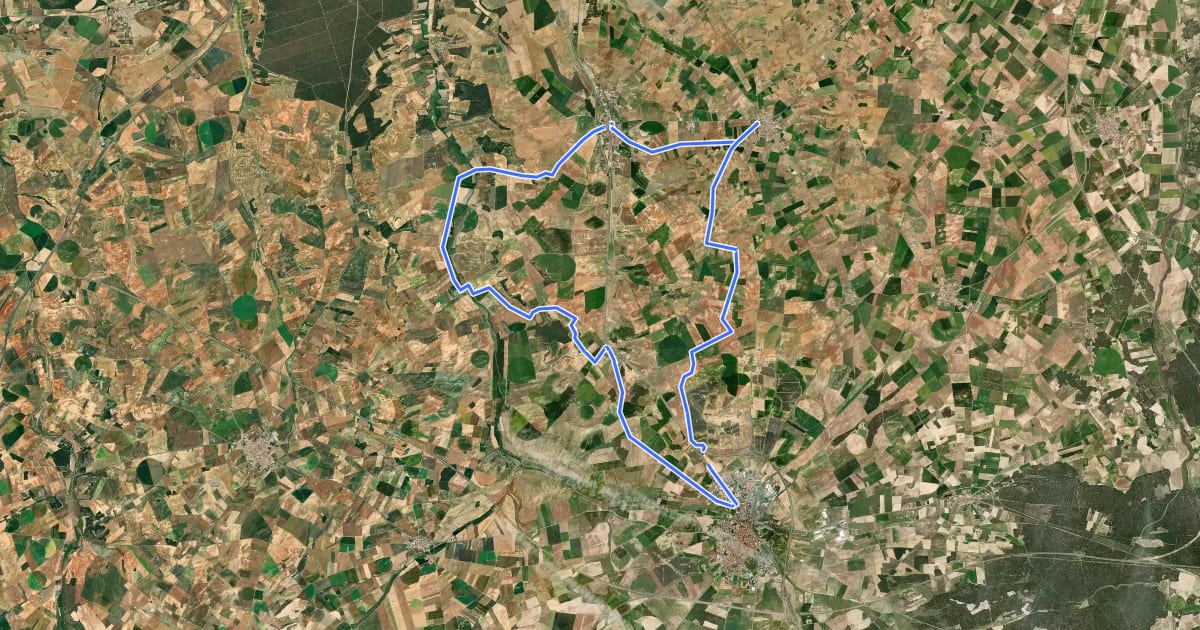 Маршрут Ruta del Vino de Rueda на спутниковом снимке