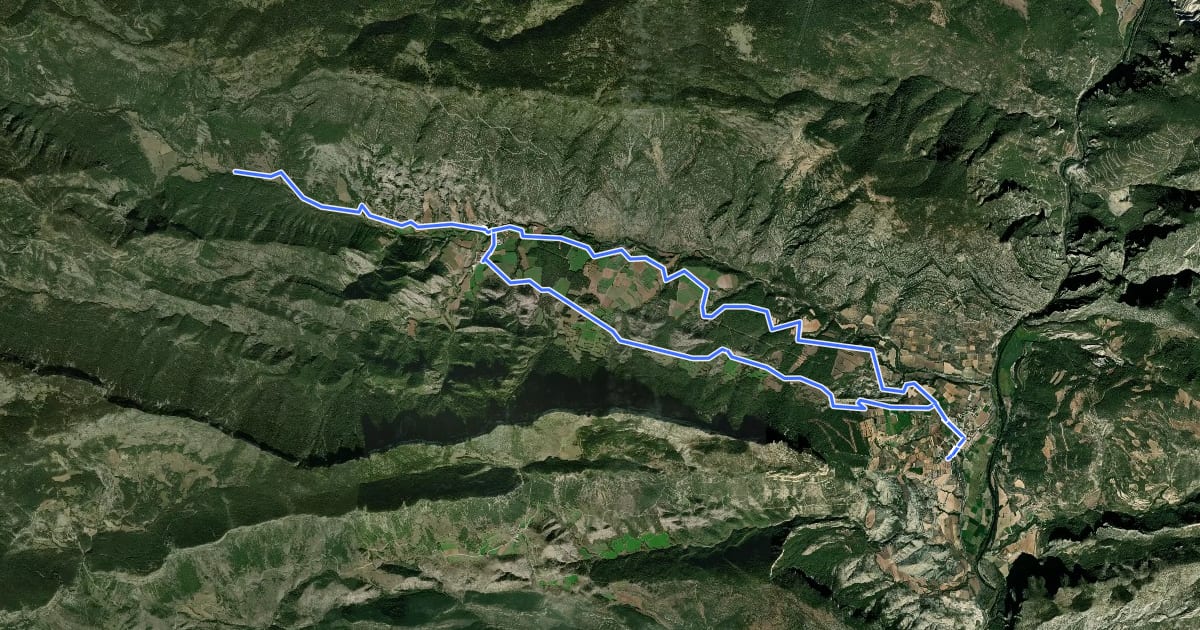 Маршрут Ruta dels Dòlmens на спутниковом снимке