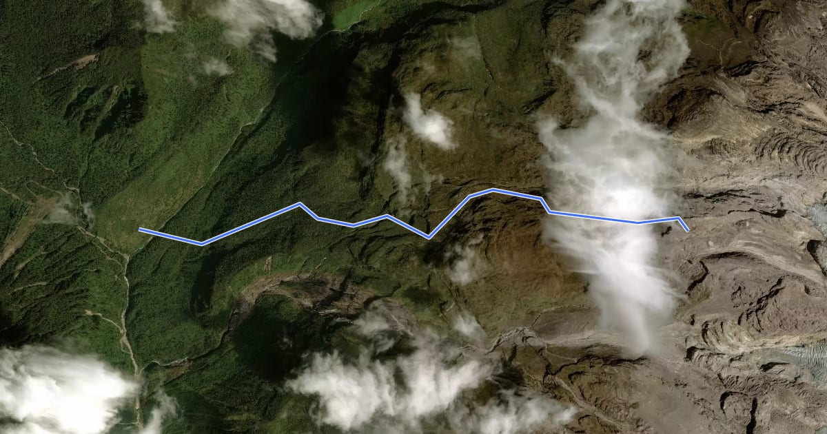 Маршрут Ruta directa al Campamento Colombiano на спутниковом снимке