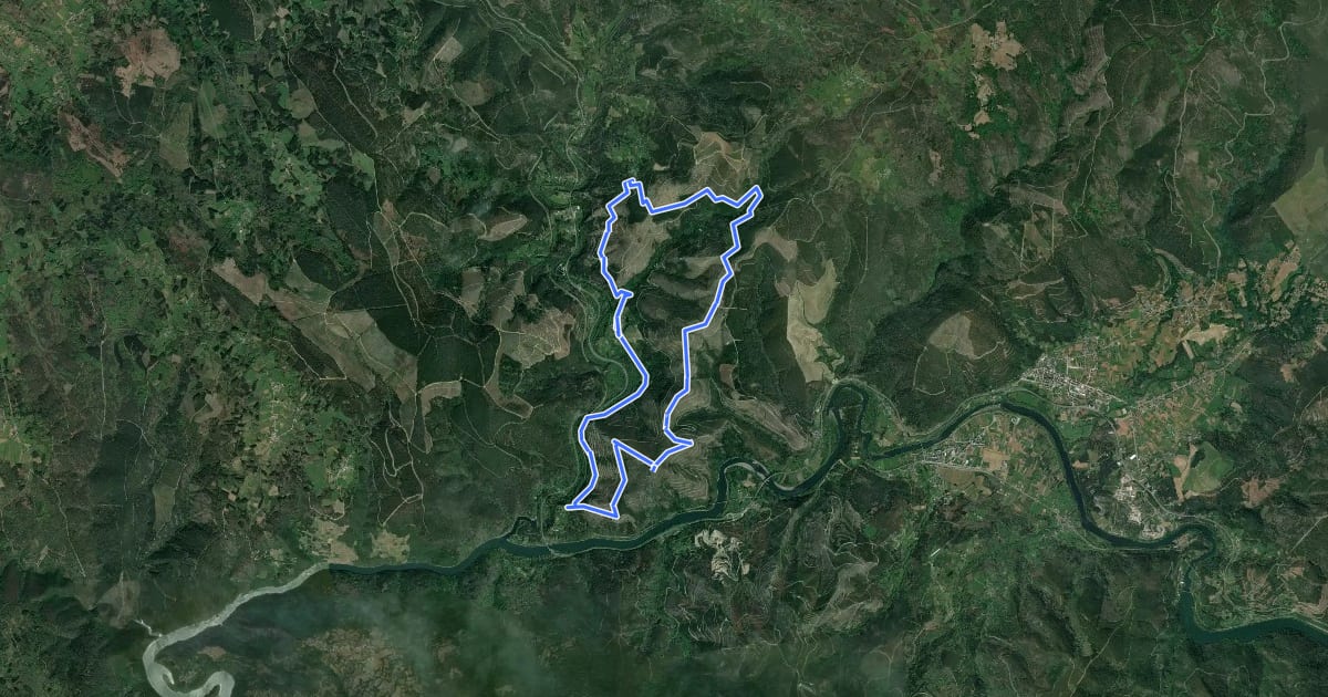 Маршрут Ruta do Ouro e do Camiño Real на спутниковом снимке