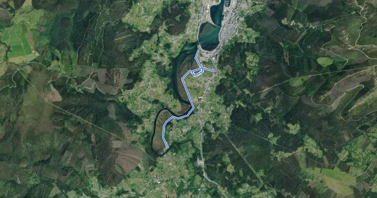 Маршрут Ruta do Río Landro на спутниковом снимке