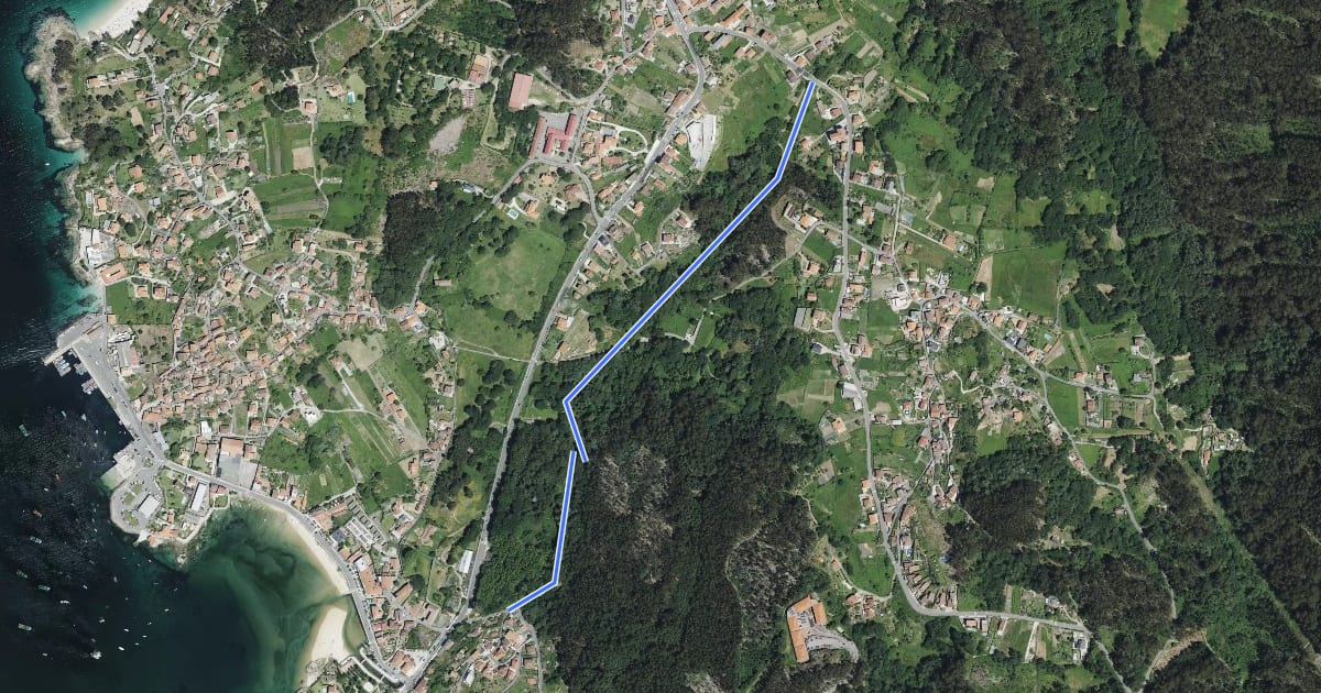 Маршрут Ruta dos Muíños de Aldán e Finca do Frendoal ('Bosque Encantado') на спутниковом снимке