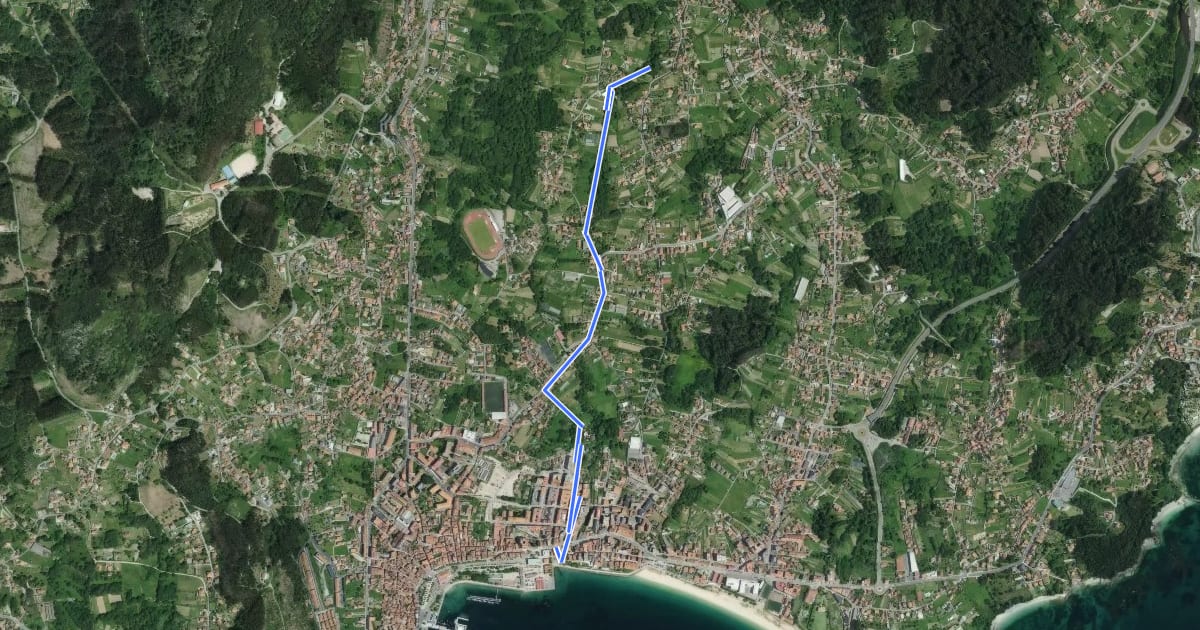 Маршрут Ruta dos Muíños de Coiro на спутниковом снимке