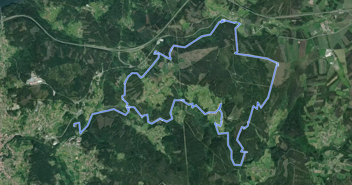 Маршрут Ruta dos ríos Vilacova e San Xusto на спутниковом снимке