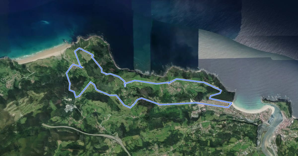 Маршрут Ruta entre playas на спутниковом снимке