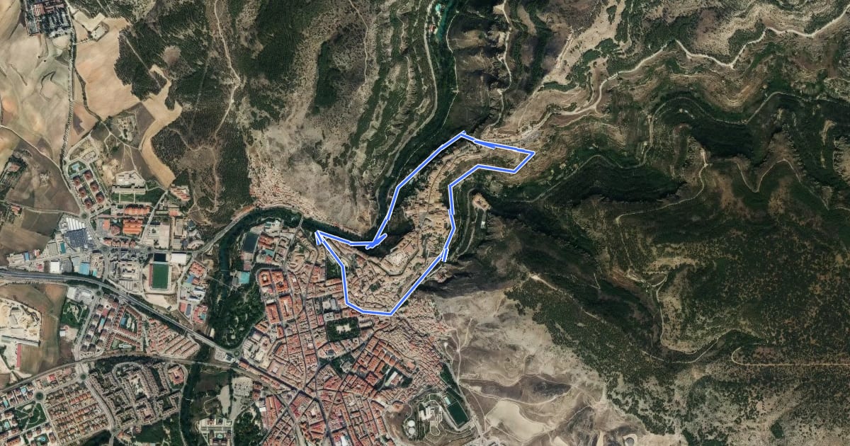 Маршрут Ruta Hoces de Cuenca на спутниковом снимке