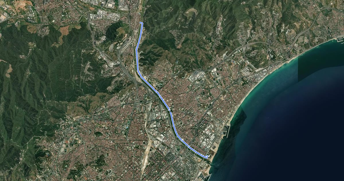 Маршрут Ruta Mediterrània на спутниковом снимке