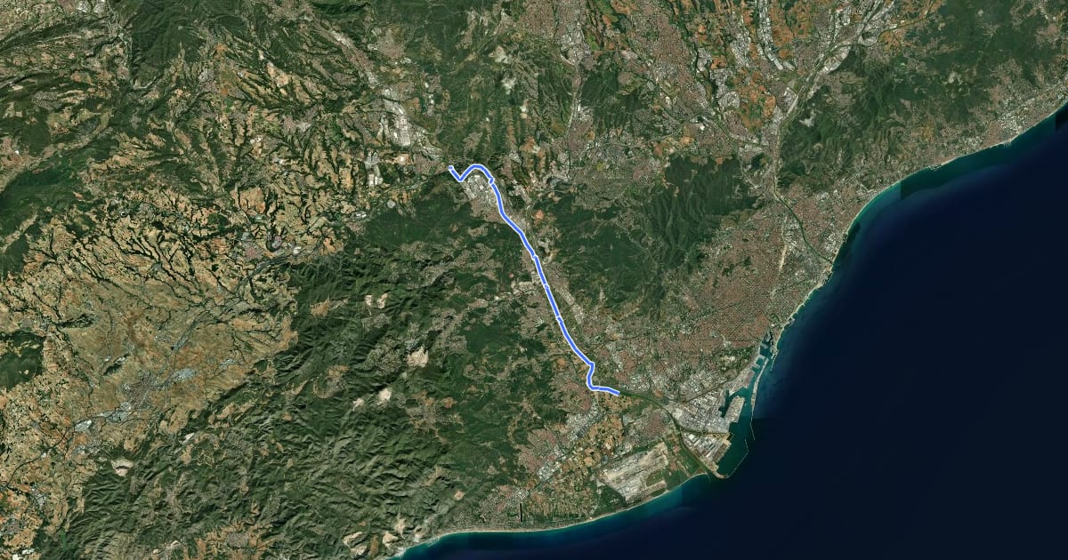 Маршрут Ruta Mediterrània на спутниковом снимке