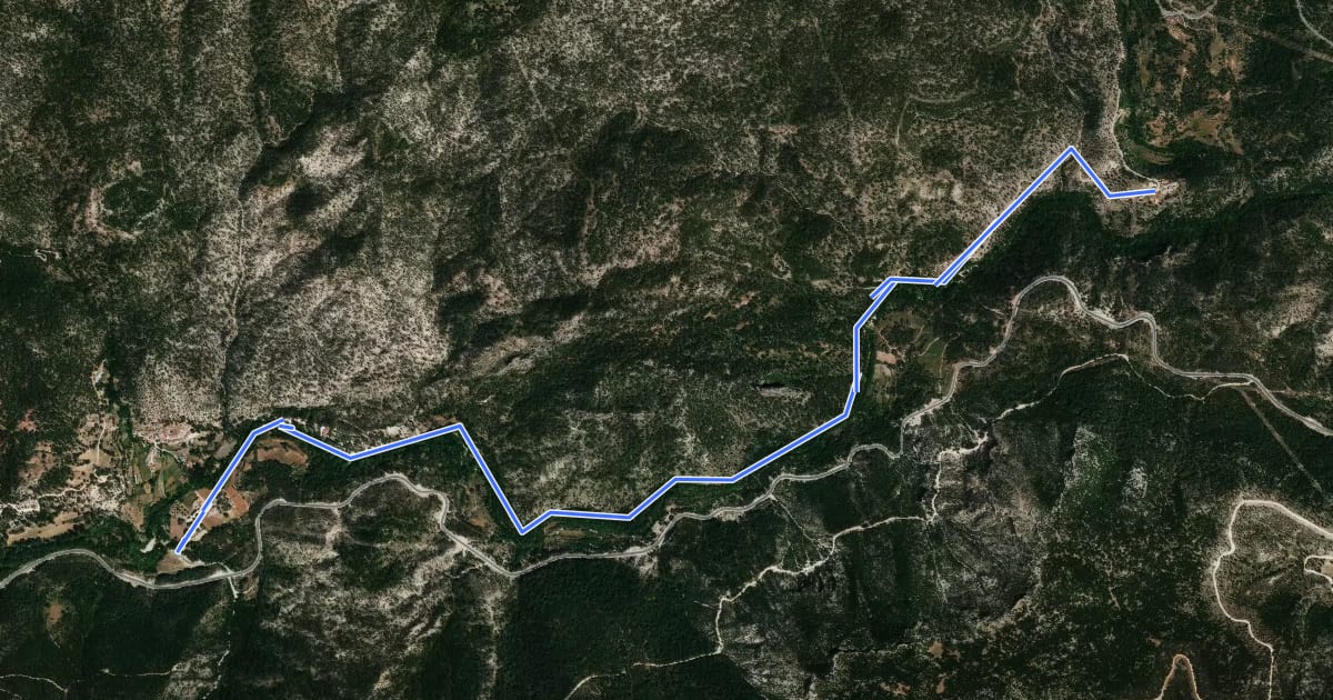 Маршрут Ruta Micológica de Mesones al Quejigal на спутниковом снимке