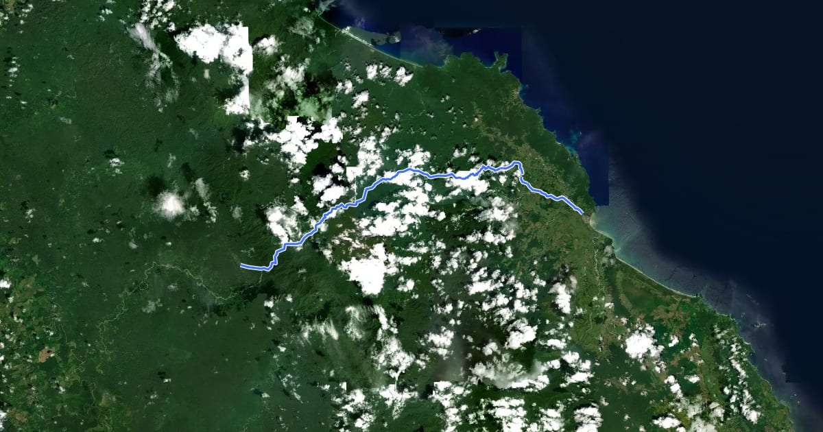 Маршрут Ruta migrante por Tapón del Darién Acandí (Col) - Bajo Chiquito (Pan), PELIGROSA на спутниковом снимке