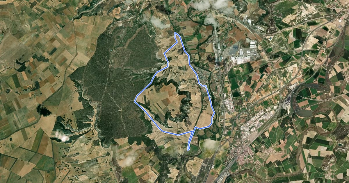 Маршрут Ruta MTB Villamuriel на спутниковом снимке