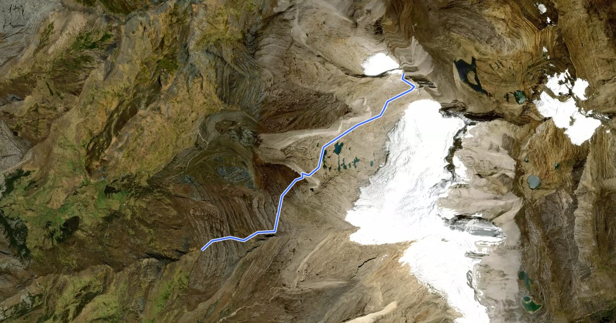 Маршрут Ruta normal al Pico Guicán на спутниковом снимке