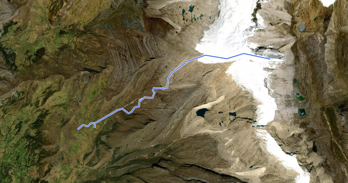 Маршрут Ruta normal Ritacuba Blanco на спутниковом снимке