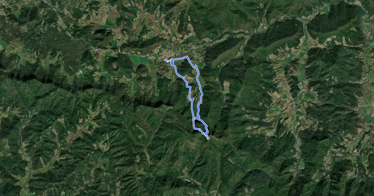 Маршрут Ruta per les Terres dels Barons de Santa Pau на спутниковом снимке
