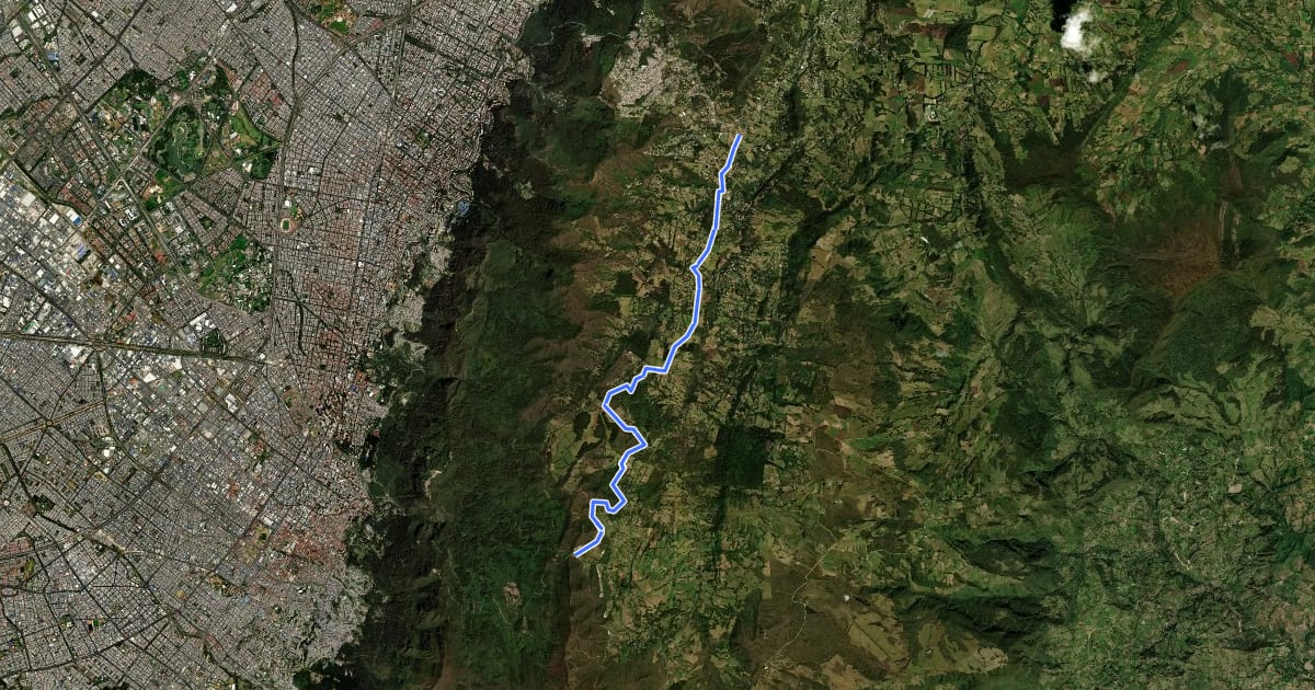 Маршрут Ruta Segura Bogotá El Verjón на спутниковом снимке